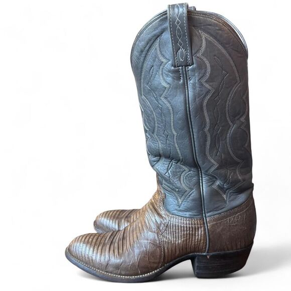 Source Unknown Other - J. Chisholm Men’s Western Boots Size 9 D Gray Brown Lizard Cowboy Boots USA